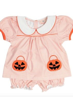 Smockingbird Jackolantern Pockets Striped Knit Bloomer Set Size 12 months